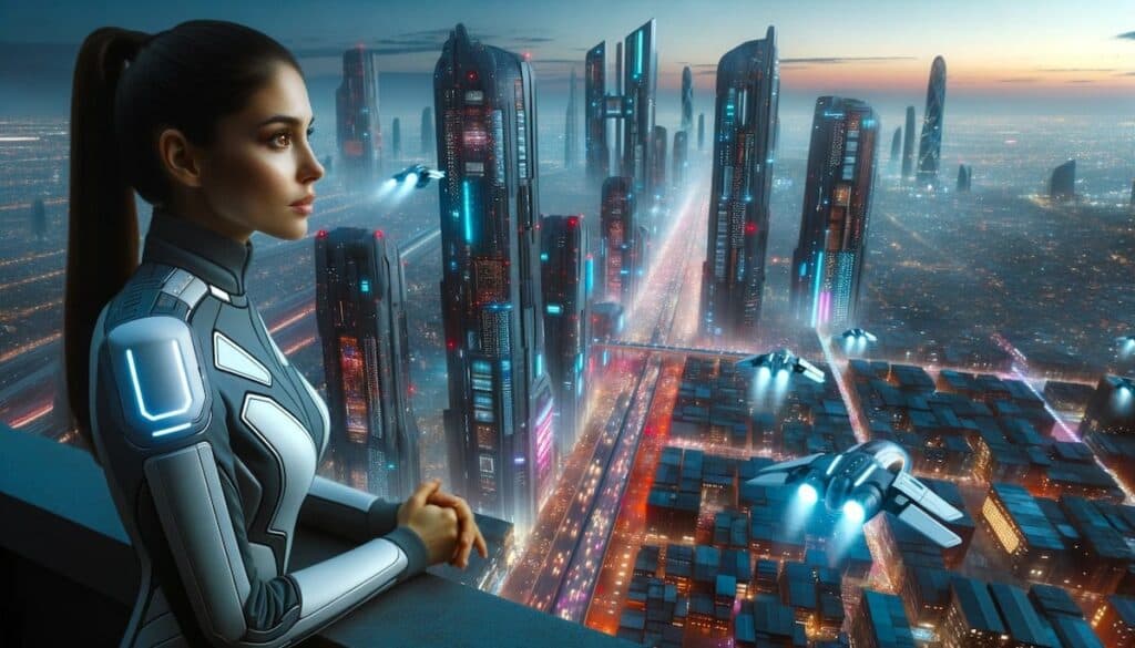 futuristic and sci-fi art prompts - sprawling cityscape during dusk