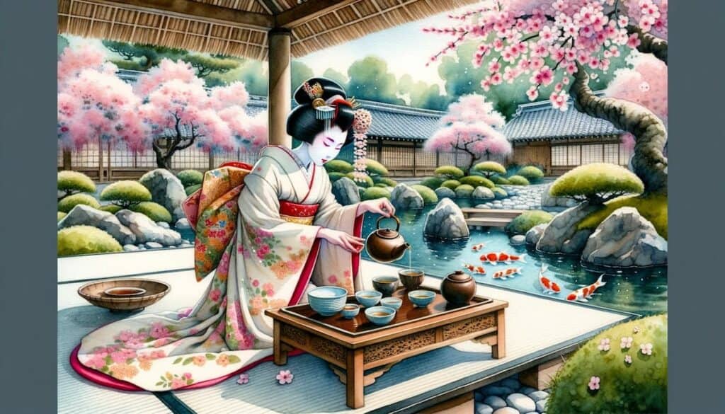 historical and cultural art prompt - serene depiction of a japanese tea ceremony