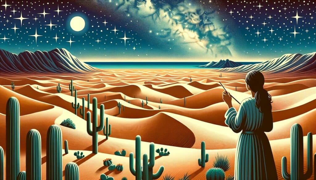 nature and environment art prompt - illustration of vast desert landscape